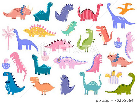 恐竜 アイコン 可愛い カラフルのイラスト素材