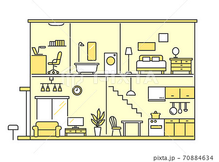 断面図 断面 住宅 家のイラスト素材