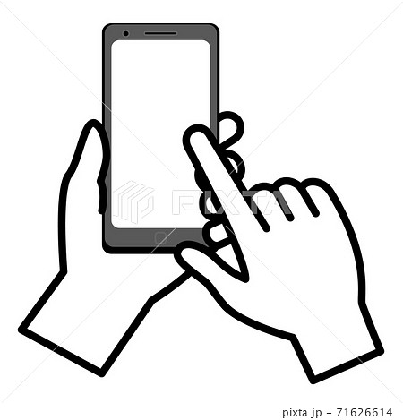 スマホ 手 モノクロ スマートフォンのイラスト素材