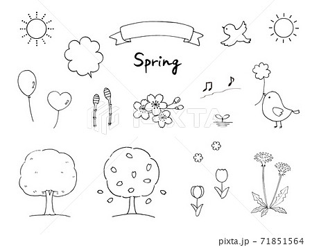 蝶 花 植物 複数のイラスト素材