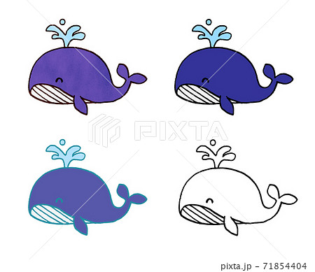 クジラ色違いセットのイラスト素材