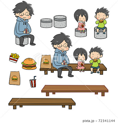 公園のベンチのイラスト素材