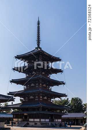 法隆寺 五重塔の写真素材