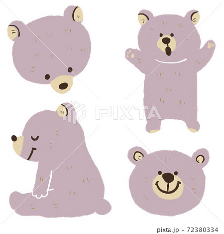 熊 動物 セット くすみのイラスト素材