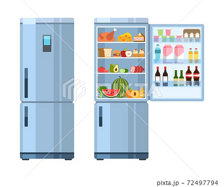 冷蔵庫 空っぽ 開ける 冷房機器のイラスト素材