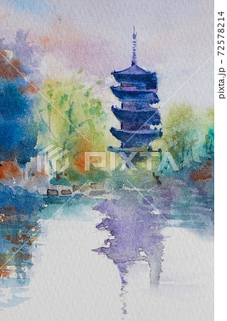 京都府 京都市 東寺 五重塔のイラスト素材 - PIXTA