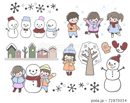冬休み 可愛い 雪 イラスト 女の子のイラスト素材