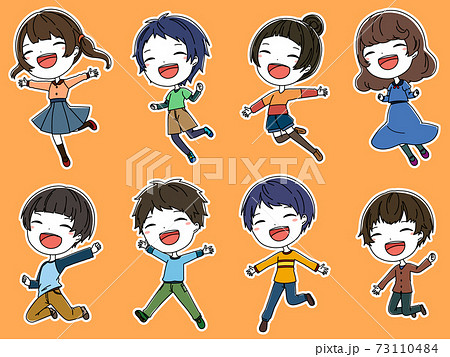 子供 女の子 笑顔 ショートヘアのイラスト素材