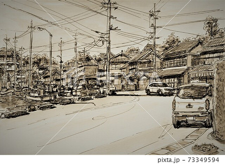 風景画「漁港でまどろむ」 油彩画 sm 木製フレーム付き　福山市鞆の浦 風景画「漁港でまどろむ」 油彩画 sm 木製フレーム付き 福山市鞆