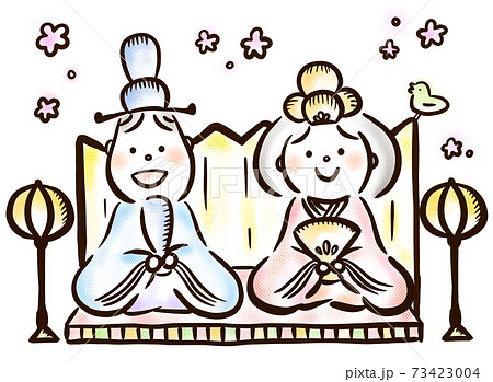 雛人形 手書きのイラスト素材