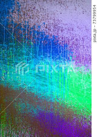 緑と青と紫色のペンキが吹き付けられた壁,どろどろ,ベチャベチャ、