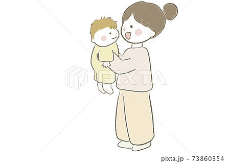 向き合う 母 親子 子供のイラスト素材