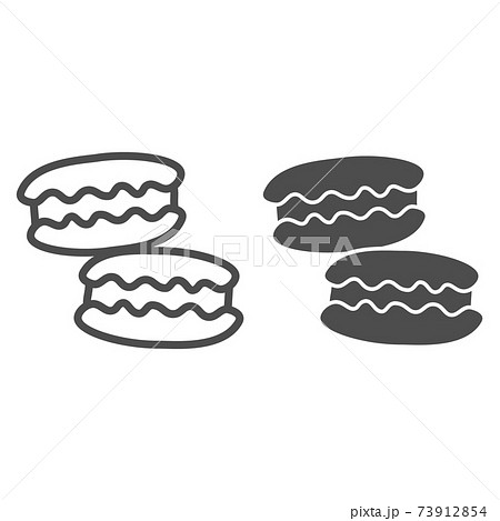 Macaroon Line And Solid Icon Confectionary のイラスト素材