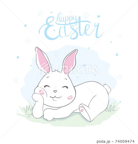 ウサギ ピンク 動物 キャラクターのイラスト素材