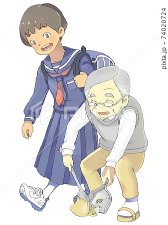 中学生 女の子 登校 下校のイラスト素材