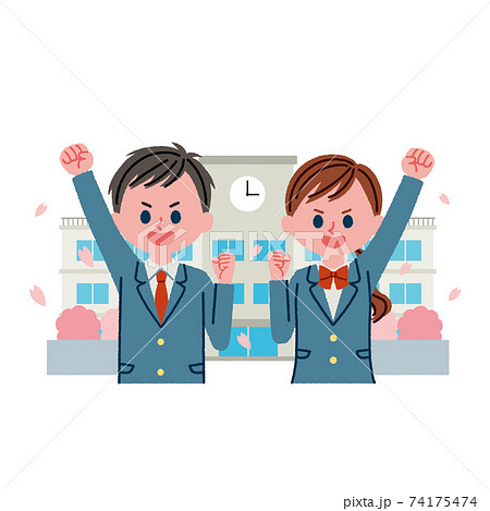 ベクター 入学 高校生 春のイラスト素材