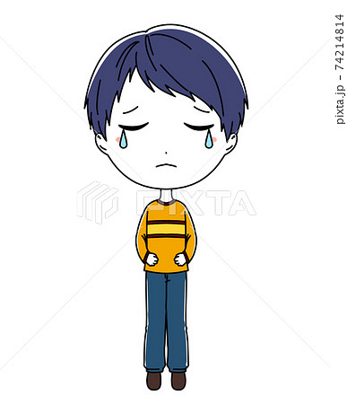 男の子 子供 悲しい 涙のイラスト素材