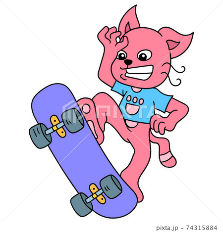 スケボー キャラクターのイラスト素材