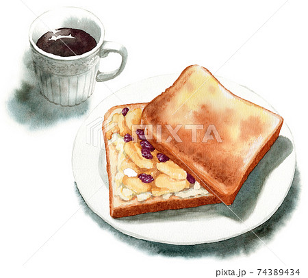 食べ物 パン イラスト 手描きの写真素材