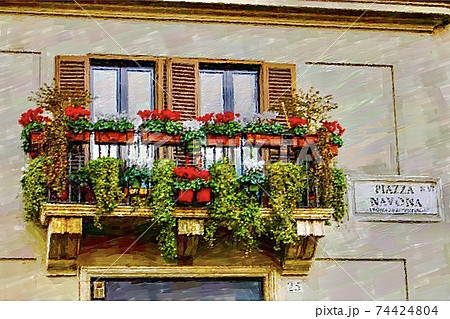 イタリア 旅行 風景 花のイラスト素材 イタリア 旅行 風景 花のイラスト素材