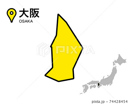 大阪 アイコン シルエット 地図のイラスト素材