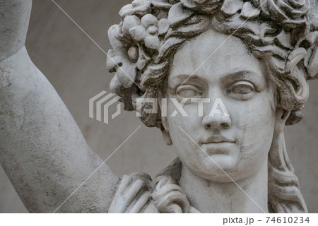 Statue of sensual busty and puffy renaissance era woman in Vienna
