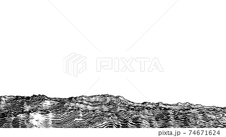 モノクロ 白黒 岩 海のイラスト素材