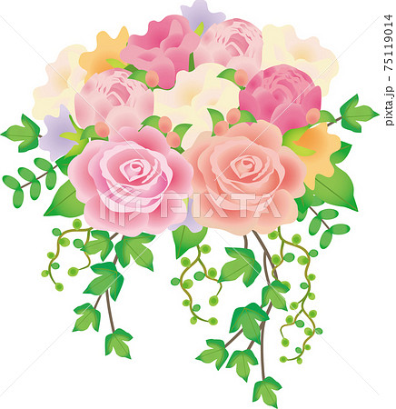 花 薔薇 花束 ブーケのイラスト素材