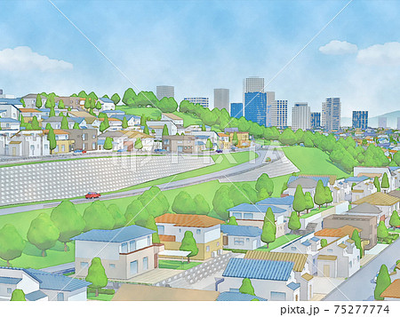 住宅街のイラスト素材