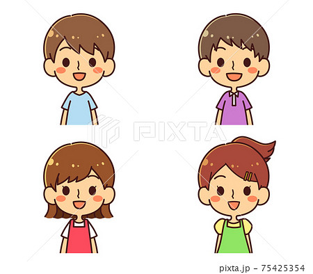 笑顔 男の子 女の子 子供のイラスト素材