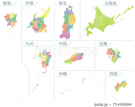 北陸地方 日本列島 日本地図 日本のイラスト素材