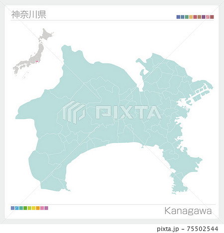 神奈川県の地図のイラスト素材