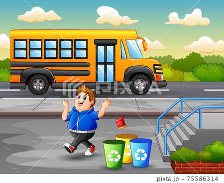 スクールバスのイラスト素材
