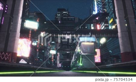 A View Of The City Of The Future With のイラスト素材