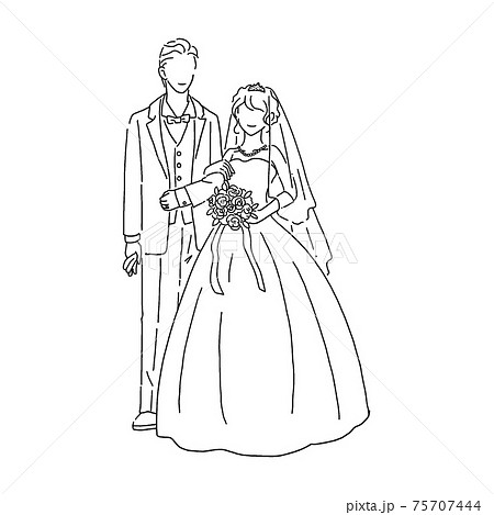 結婚 ウェディング ウェディングドレス タキシードのイラスト素材