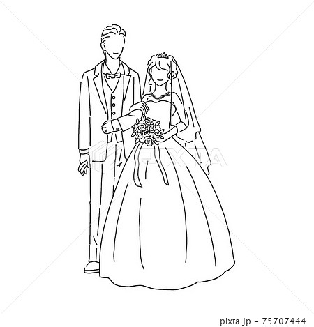 結婚式 夫婦 新郎 新婦のイラスト素材