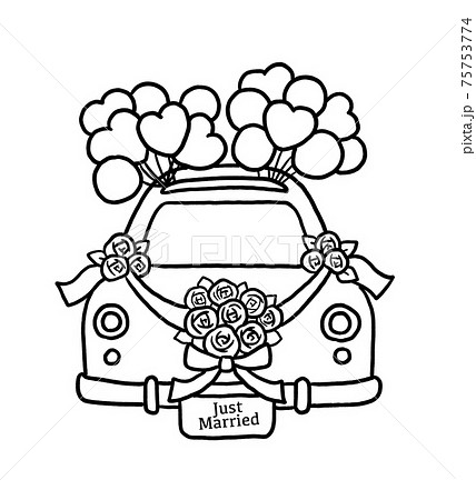 自動車 車 モノクロ 白バックのイラスト素材