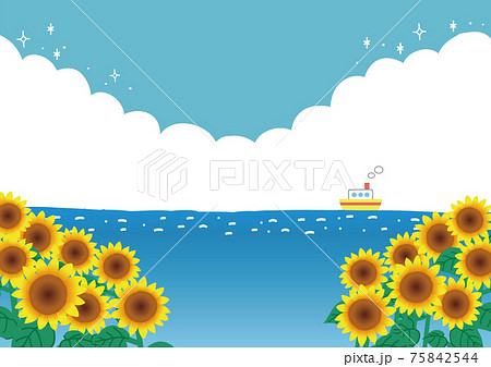 海 向日葵 夏 ビーチのイラスト素材