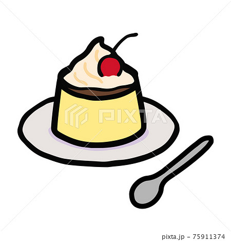 シンプルでかわいいプリンのイラスト 手書きのイラスト素材 シンプルでかわいいプリンのイラスト 手書きのイラスト素材
