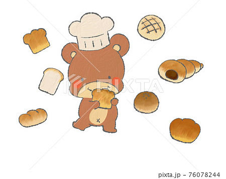 動物 熊 パン屋 パンのイラスト素材