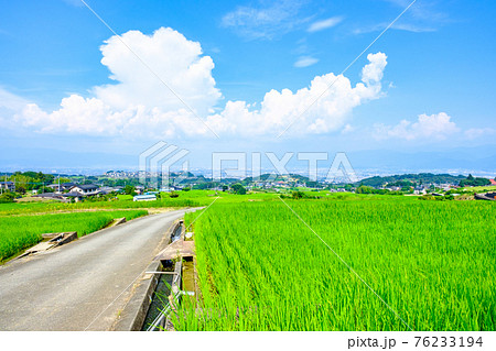 田舎の夏 田舎の風景 入道雲 ノスタルジックの写真素材