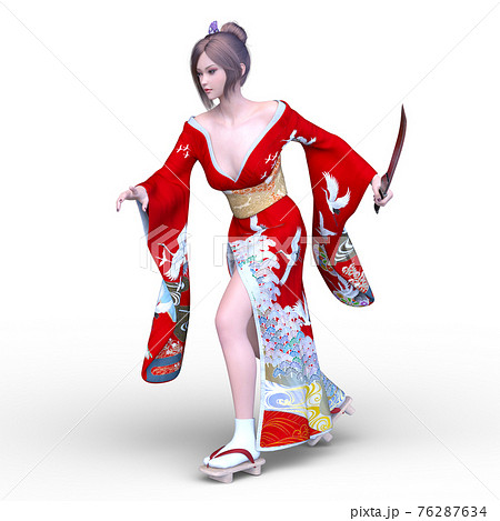 ポーズ 着物の写真素材