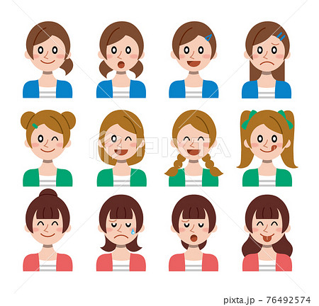 ツインテール 女性 女の子 ロングヘアーのイラスト素材