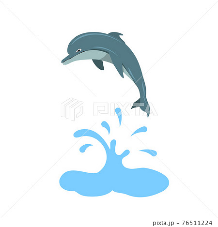 イルカ ジャンプ 水しぶき 水のイラスト素材