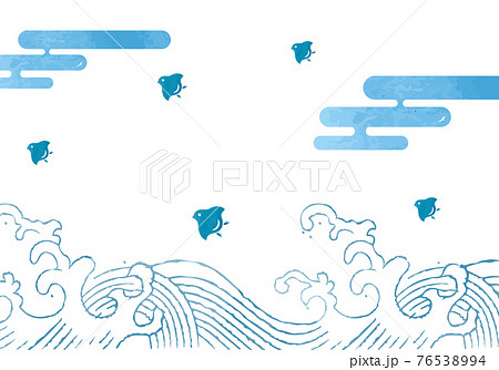 波 千鳥 和柄 模様のイラスト素材