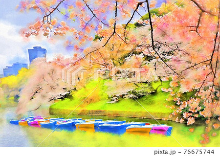 千鳥ヶ淵のイラスト素材 - PIXTA