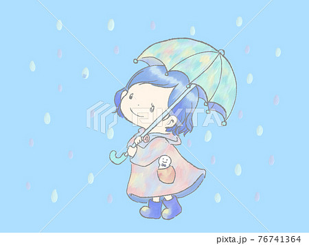 子供 雨 傘 女の子のイラスト素材