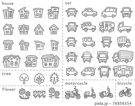 車 乗り物 正面 線画のイラスト素材