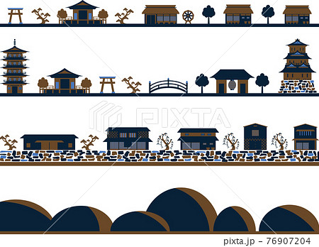 江戸時代 町並み 江戸のイラスト素材