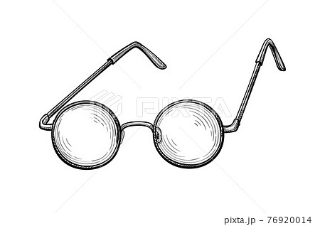 丸眼鏡 アンティーク 眼鏡 お洒落のイラスト素材